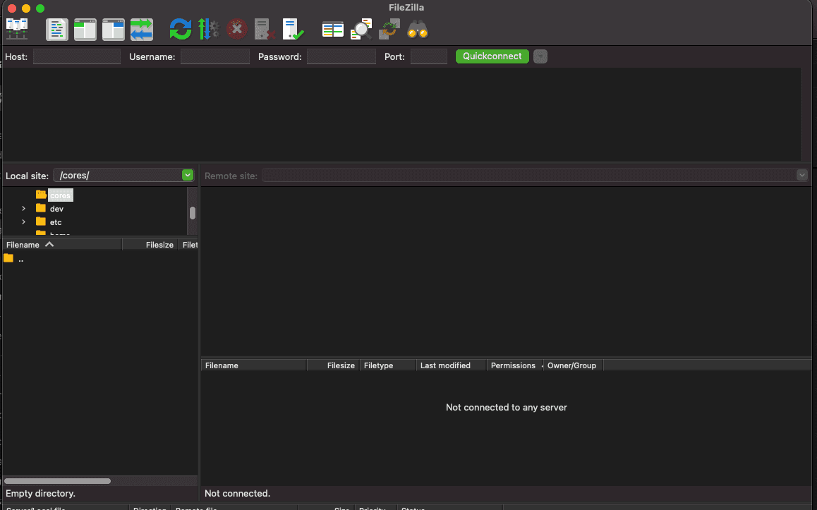 FileZilla Initial Interface